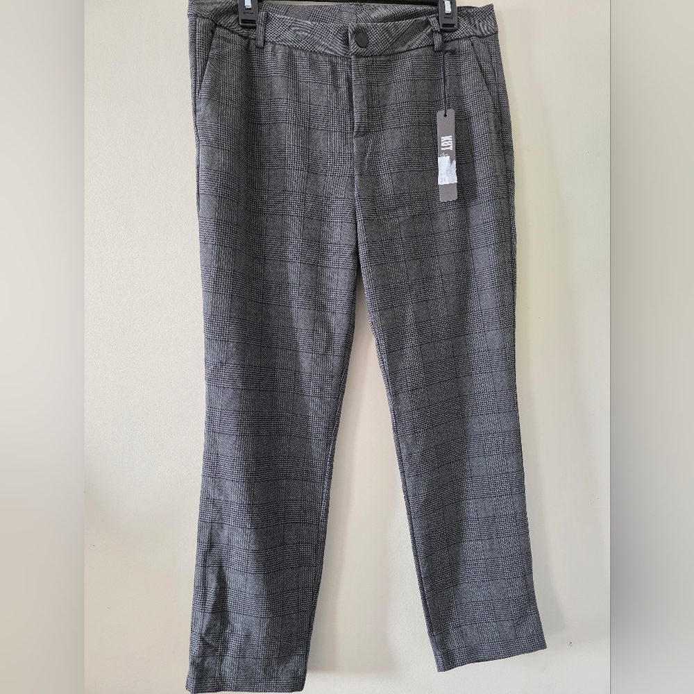 Charcoal Gray Houndstooth Plaid Trousers